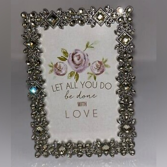 Luxe Collection Picture Photo 4 x 6 Frame NEW with Tags Silver Clear Crystals - Picture 8 of 15